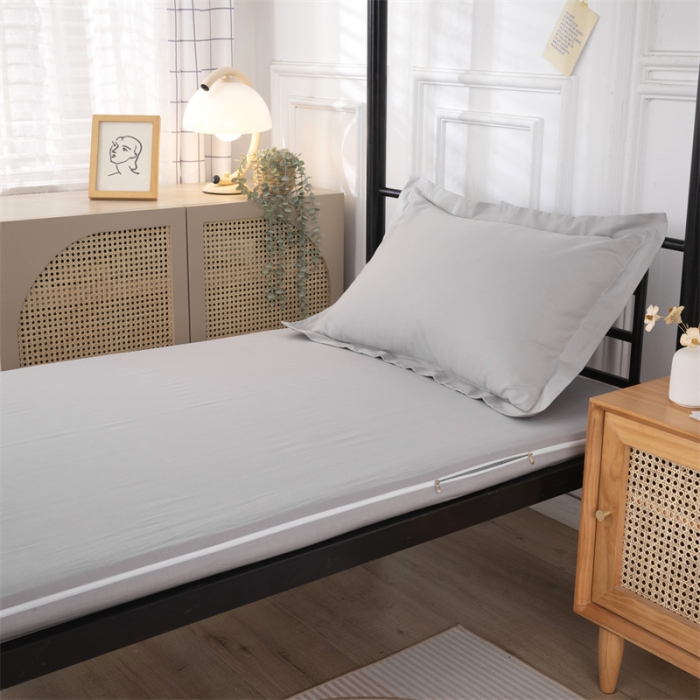 91家纺网 家纺一手货源 找家纺 凌云 2025新款全棉学生宿舍三件套六件套 简约灰