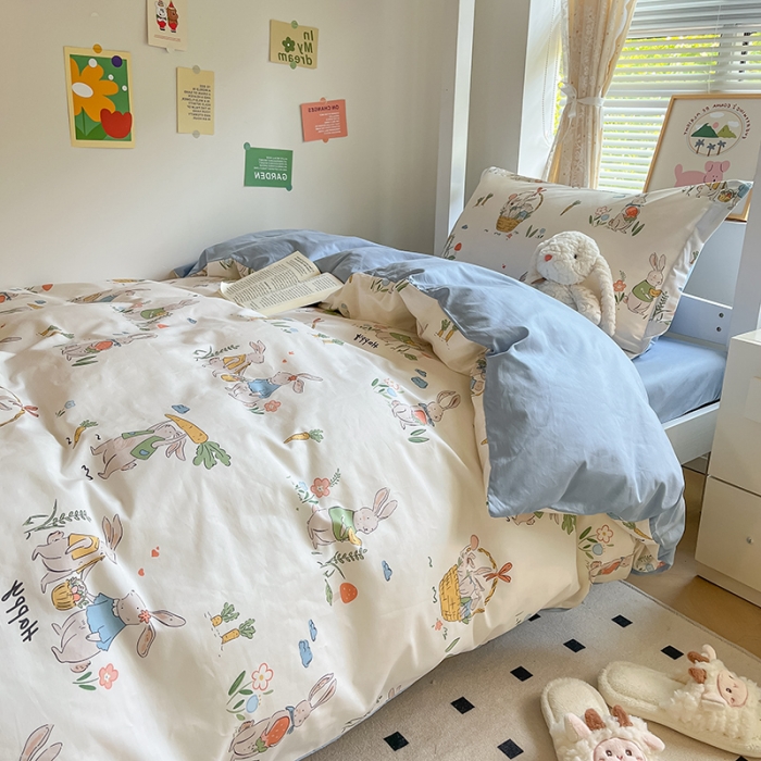 91家纺网 家纺一手货源 找家纺 金鑫汇 2023新款全棉宿舍印花三件套 收获满满