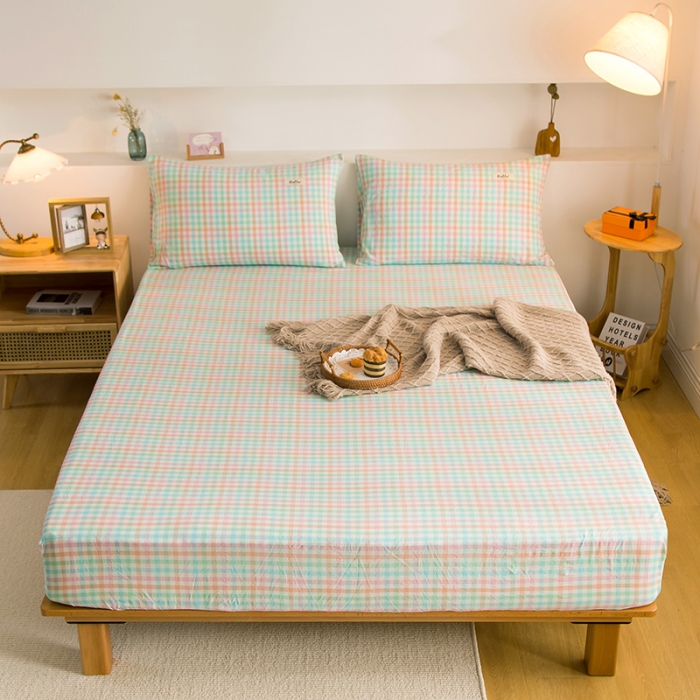 91家纺网 家纺一手货源 找家纺 （总）柠萌家居 2023新款全棉色织水洗棉单床笠