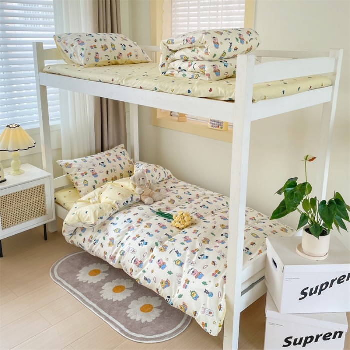 91家纺网 家纺一手货源 找家纺 名兮家居 2023新款全棉印花学生三件套 动物派对