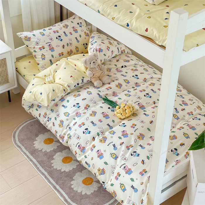 91家纺网 家纺一手货源 找家纺 名兮家居 2023新款全棉印花学生三件套 动物派对