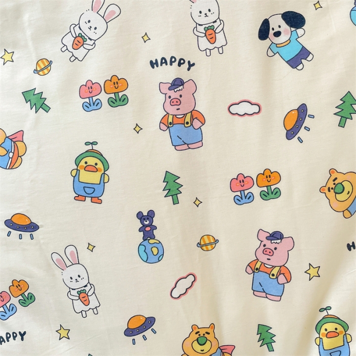 91家纺网 家纺一手货源 找家纺 名兮家居 2023新款全棉印花学生三件套 动物派对