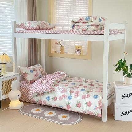 名兮家居 2023新款全棉印花学生三件套 蜜桃兔