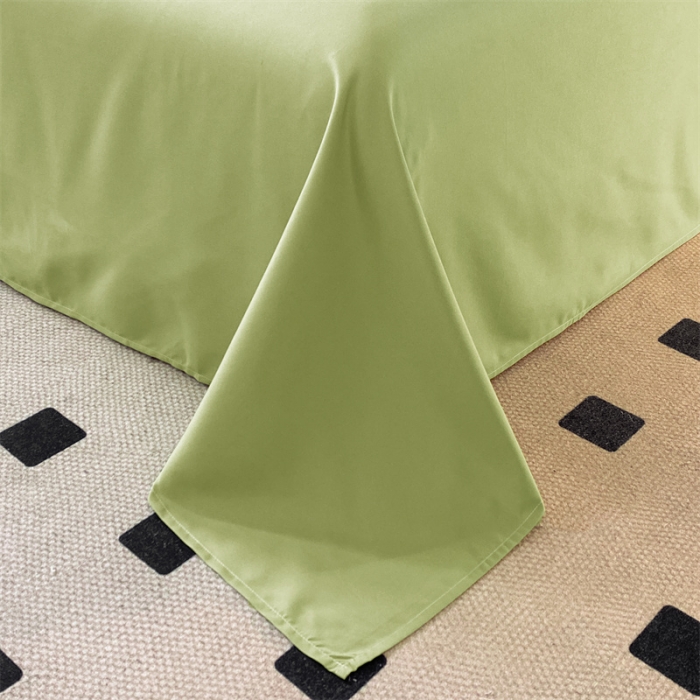 91家纺网 家纺一手货源 找家纺 盛秋家纺 2025新款思雅系列水洗磨毛双拼刺绣四件套 思雅-果绿+奶昔白