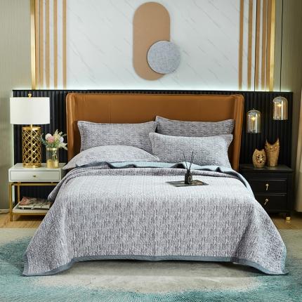 佳梦家纺 2023新款冬季色织绗缝床盖榻榻米垫子牛奶绒毛毯 灰色