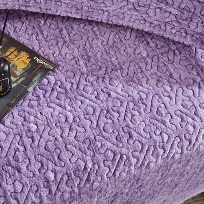 91家纺网 家纺一手货源 找家纺 佳梦家纺 2023新款冬季色织绗缝床盖榻榻米垫子牛奶绒毛毯 紫色