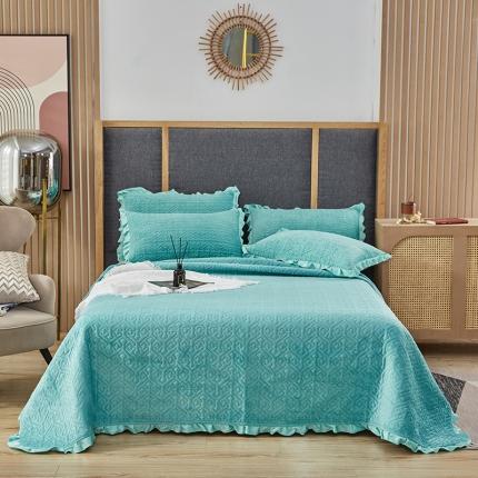 91家纺网 家纺一手货源 找家纺 总佳梦家纺 牛奶绒纯色花边床盖绗缝夹棉绒毯三件套榻榻米席梦思床垫子