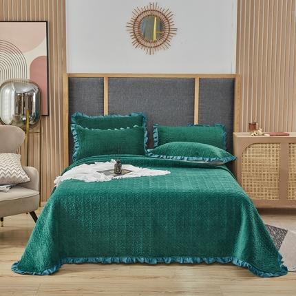 91家纺网 家纺一手货源 找家纺 总佳梦家纺 牛奶绒纯色花边床盖绗缝夹棉绒毯三件套榻榻米席梦思床垫子