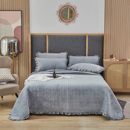 91家纺网 家纺一手货源 找家纺 总佳梦家纺 牛奶绒纯色花边床盖绗缝夹棉绒毯三件套榻榻米席梦思床垫子