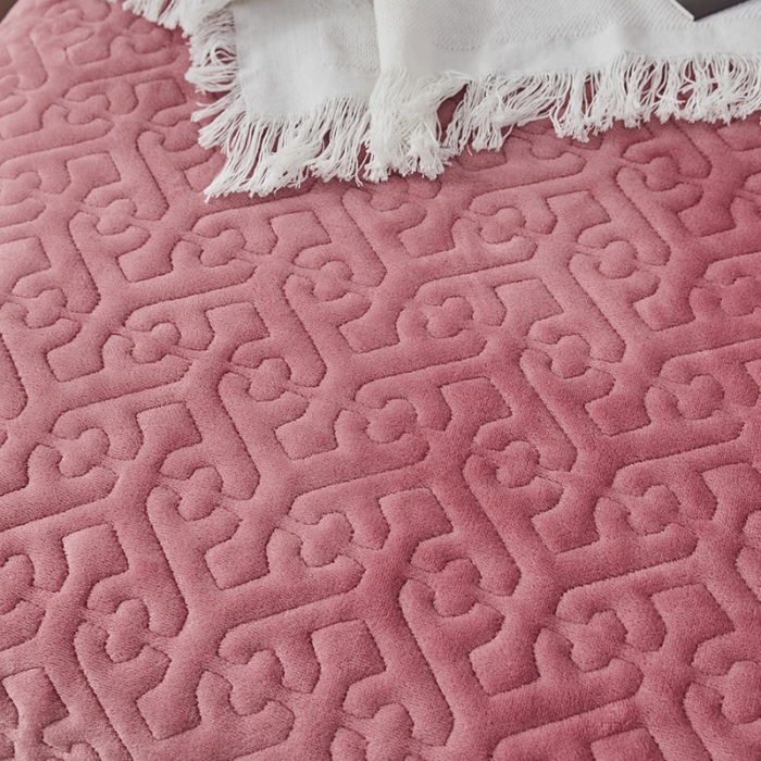 91家纺网 家纺一手货源 找家纺 总佳梦家纺 牛奶绒纯色花边床盖绗缝夹棉绒毯三件套榻榻米席梦思床垫子