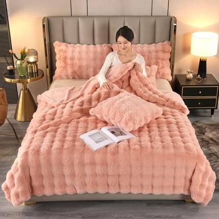 91家纺网 家纺一手货源 找家纺 总高端仿皮草兔毛绒盖毯冬季儿童加厚毛毯汽车办公室单人午睡沙发搭腿毯