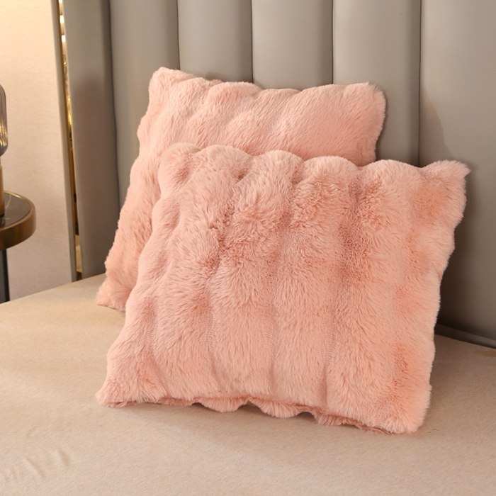 91家纺网 家纺一手货源 找家纺 高端仿皮草兔毛绒盖毯冬季儿童加厚毛毯汽车办公室单人午睡沙发搭腿毯 俏粉