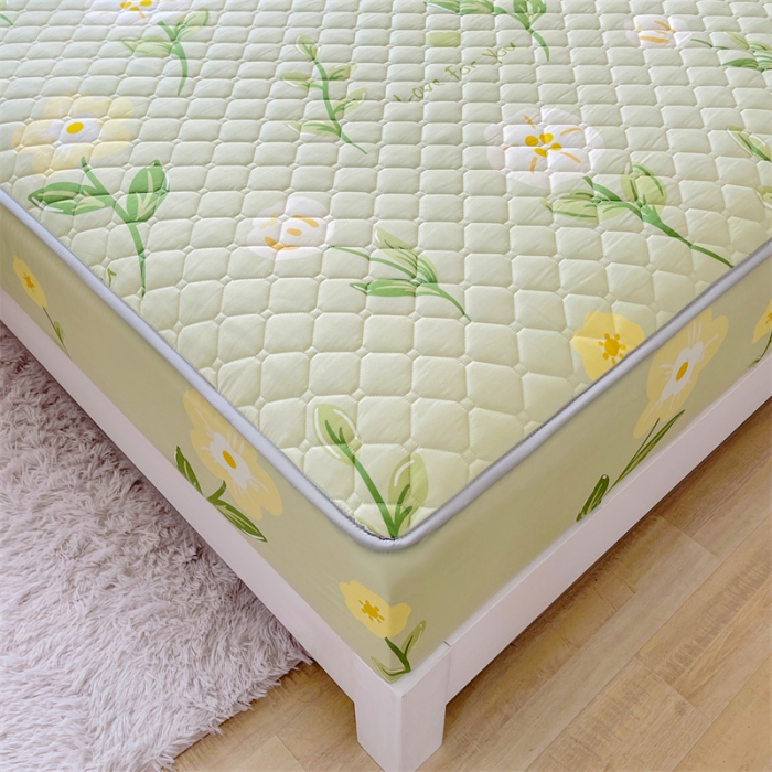 91家纺网 家纺一手货源 找家纺 【高克重加厚】雯豆 新品磨毛夹棉床笠印花水洗棉床笠三件套床垫保护罩 茶艺