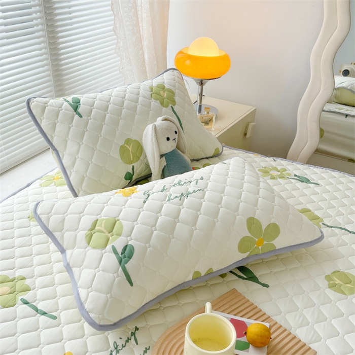 91家纺网 家纺一手货源 找家纺 【高克重加厚】雯豆 新品磨毛夹棉床笠印花水洗棉床笠三件套床垫保护罩 花卉乐园