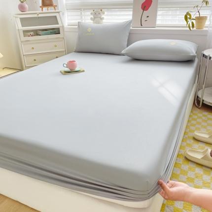 暖季 2025新款40长绒棉刺绣款单床笠山茶花系列 山灰