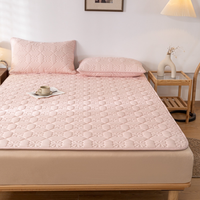 91家纺网 家纺一手货源 找家纺 芬晴家纺 2023新款A类大豆抗菌床护垫 格林-豆沙粉