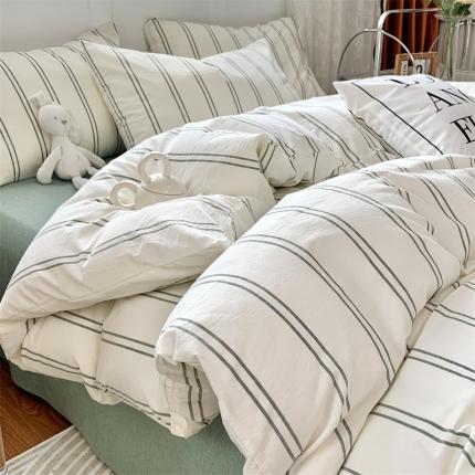 莱茵家居 2024新款色织水洗棉小小系列四件套 冬小青