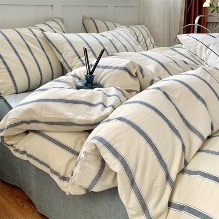 莱茵家居 2024新款色织水洗棉小小系列四件套 天小蓝