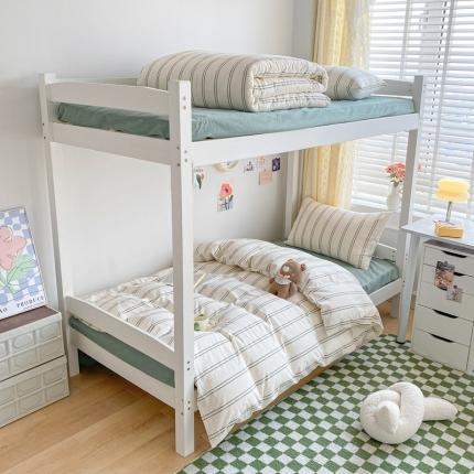 莱茵家居 2024新款色织全棉水洗棉学生床三件套 冬小青