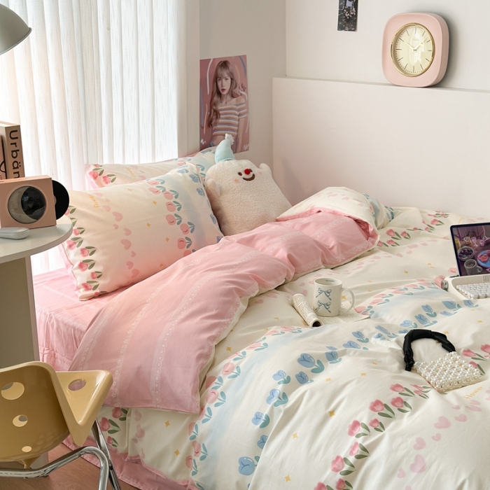 91家纺网 家纺一手货源 找家纺 昔可 2023新款全棉四件套-第五批 排排郁金香