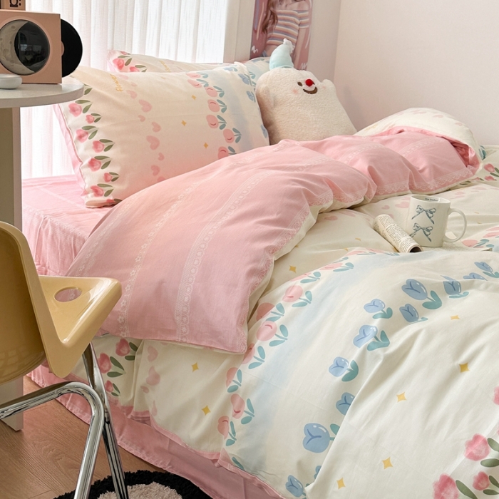 91家纺网 家纺一手货源 找家纺 昔可 2023新款全棉四件套-第五批 排排郁金香