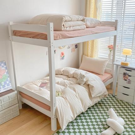 莱茵家居 2024新款色织全棉水洗棉学生床三件套 条小咖