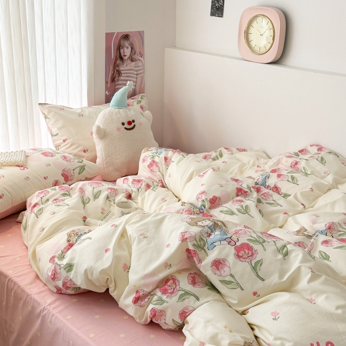 91家纺网 家纺一手货源 找家纺 昔可 2023新款全棉四件套-第五批 芍药女孩