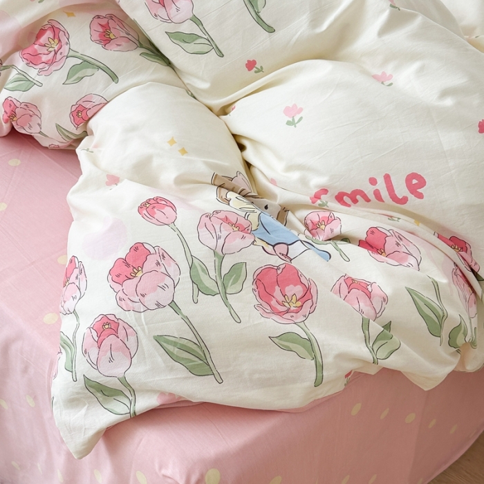 91家纺网 家纺一手货源 找家纺 昔可 2023新款全棉四件套-第五批 芍药女孩