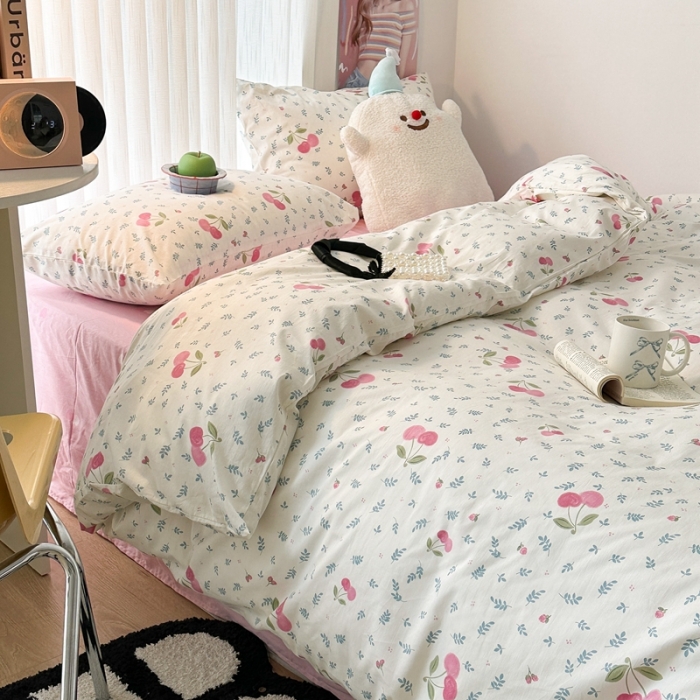 91家纺网 家纺一手货源 找家纺 昔可 2023新款全棉四件套-第五批 叶子樱桃