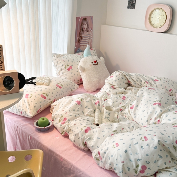 91家纺网 家纺一手货源 找家纺 昔可 2023新款全棉四件套-第五批 叶子樱桃