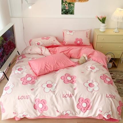 91家纺网 家纺一手货源 找家纺 昔可家纺 2023新款全棉四件套-第六批 粉粉花