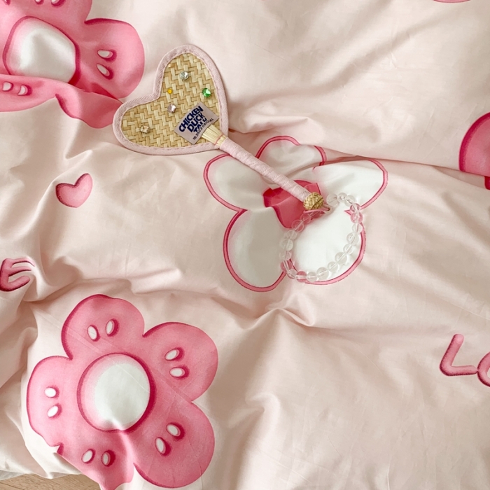 91家纺网 家纺一手货源 找家纺 昔可家纺 2023新款全棉四件套-第六批 粉粉花