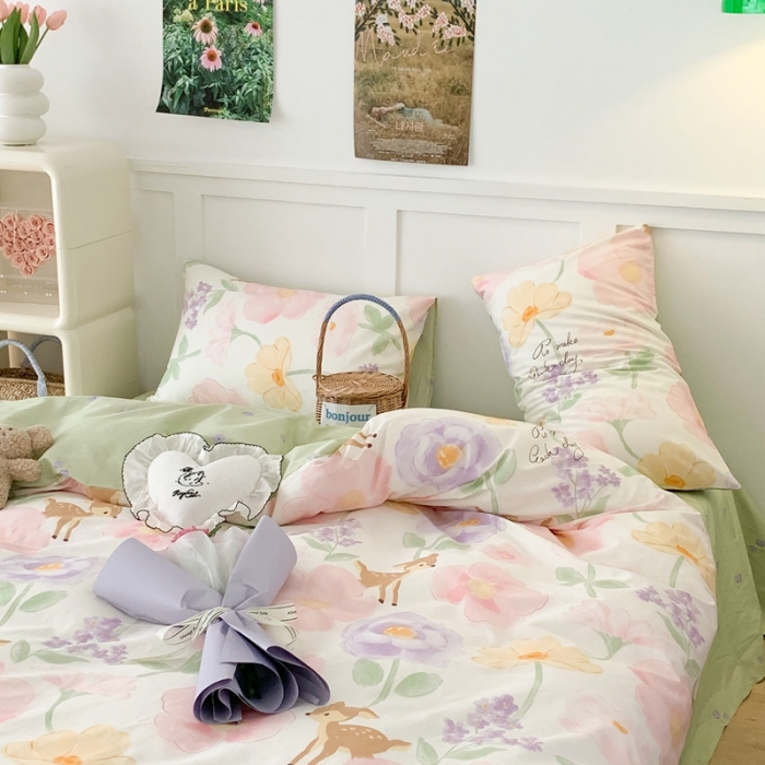 91家纺网 家纺一手货源 找家纺 昔可家纺 2023新款全棉四件套-第六批 花花小鹿