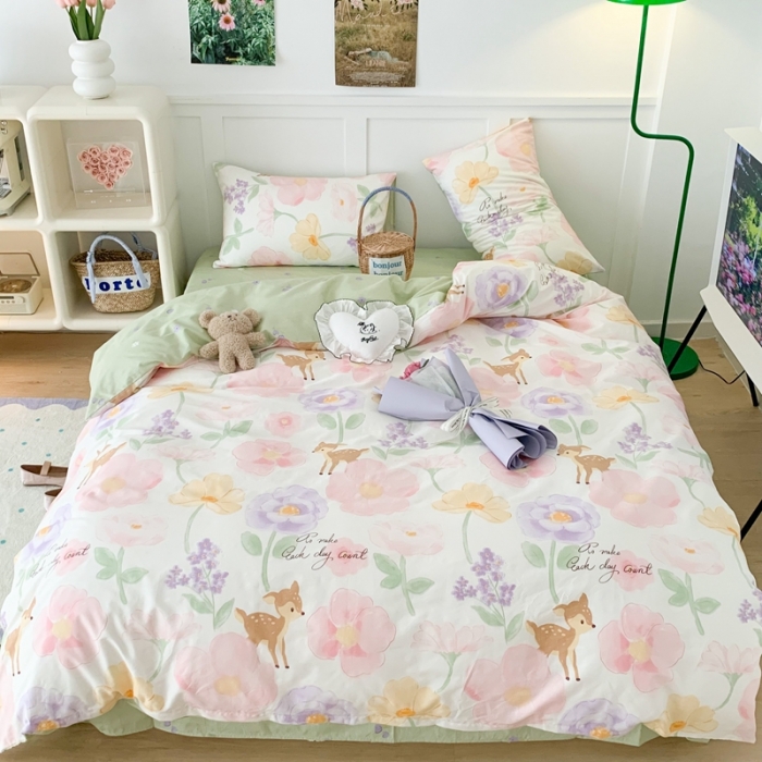 91家纺网 家纺一手货源 找家纺 昔可家纺 2023新款全棉四件套-第六批 花花小鹿