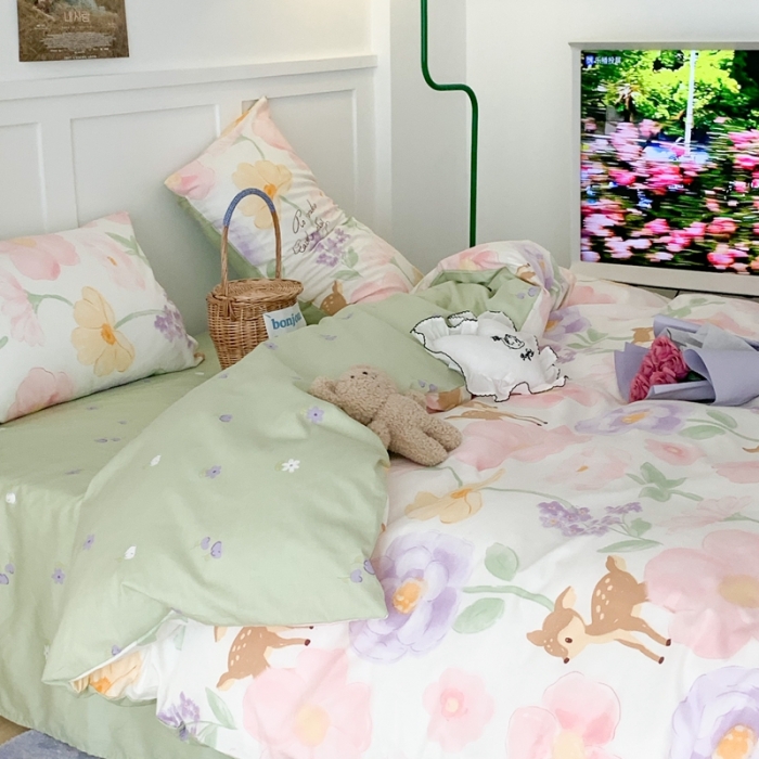 91家纺网 家纺一手货源 找家纺 昔可家纺 2023新款全棉四件套-第六批 花花小鹿