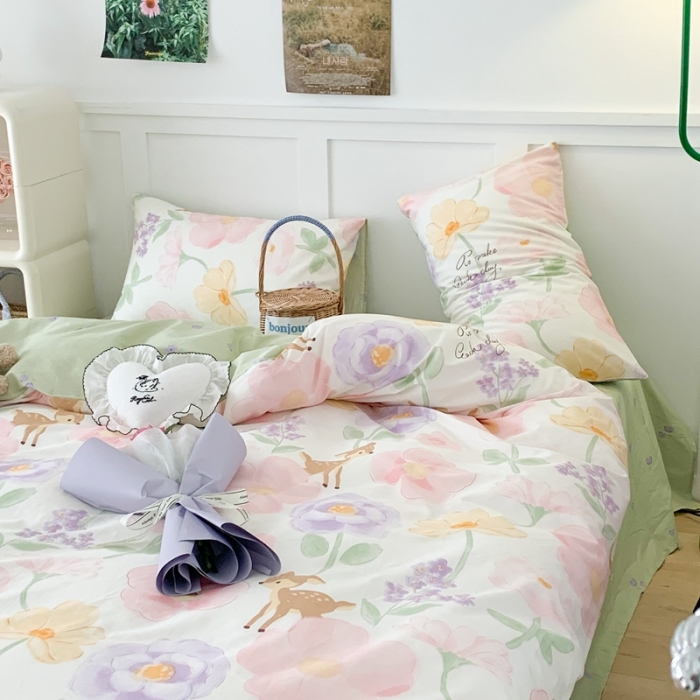 91家纺网 家纺一手货源 找家纺 昔可家纺 2023新款全棉四件套-第六批 花花小鹿