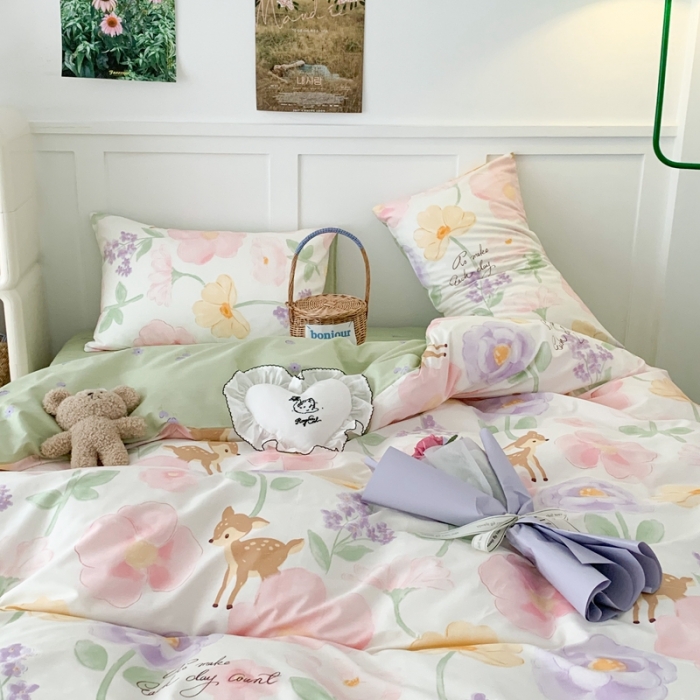 91家纺网 家纺一手货源 找家纺 昔可家纺 2023新款全棉四件套-第六批 花花小鹿