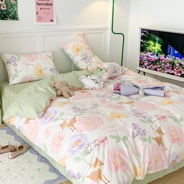 91家纺网 家纺一手货源 找家纺 昔可家纺 2023新款全棉四件套-第六批 花花小鹿