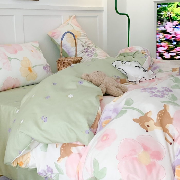 91家纺网 家纺一手货源 找家纺 昔可家纺 2023新款全棉四件套-第六批 花花小鹿