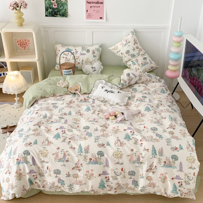 91家纺网 家纺一手货源 找家纺 昔可家纺 2023新款全棉四件套-第六批 梦镜小兔