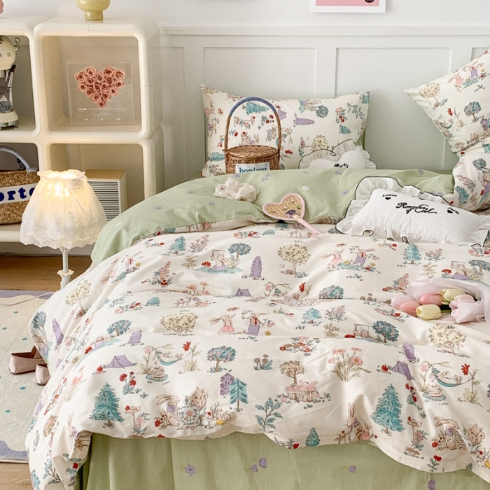 91家纺网 家纺一手货源 找家纺 昔可家纺 2023新款全棉四件套-第六批 梦镜小兔