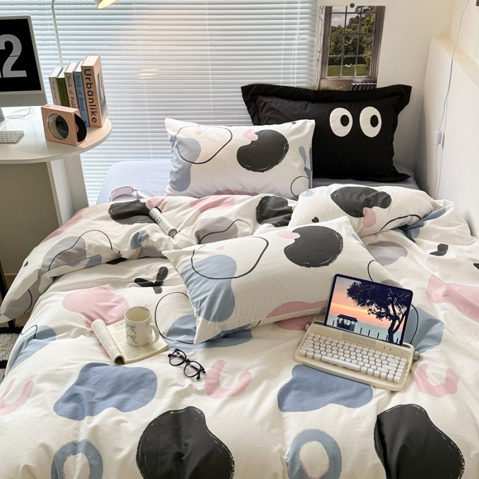 91家纺网 家纺一手货源 找家纺 昔可家纺 2023新款全棉学生季北欧风四件套 北欧几何