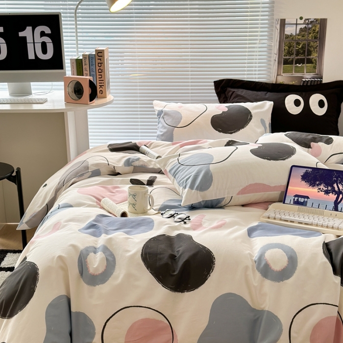 91家纺网 家纺一手货源 找家纺 昔可家纺 2023新款全棉学生季北欧风四件套 北欧几何