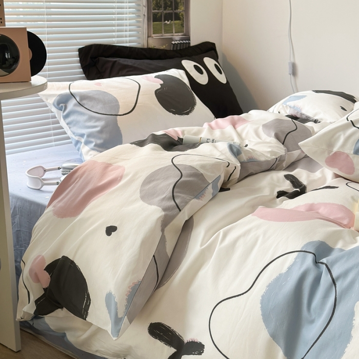 91家纺网 家纺一手货源 找家纺 昔可家纺 2023新款全棉学生季北欧风四件套 北欧几何