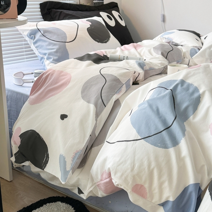 91家纺网 家纺一手货源 找家纺 昔可家纺 2023新款全棉学生季北欧风四件套 北欧几何