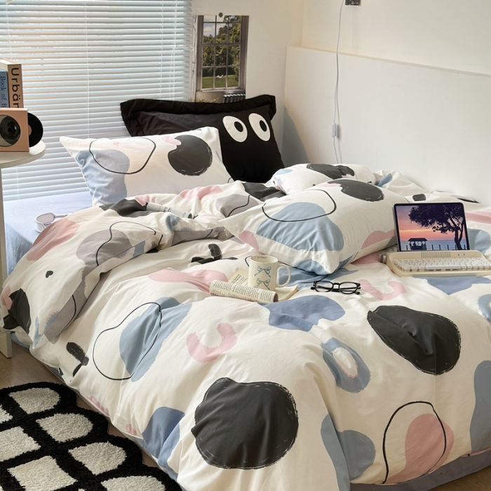 91家纺网 家纺一手货源 找家纺 昔可家纺 2023新款全棉学生季北欧风四件套 北欧几何