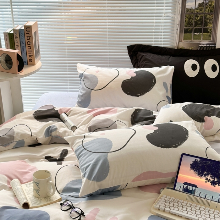 91家纺网 家纺一手货源 找家纺 昔可家纺 2023新款全棉学生季北欧风四件套 北欧几何