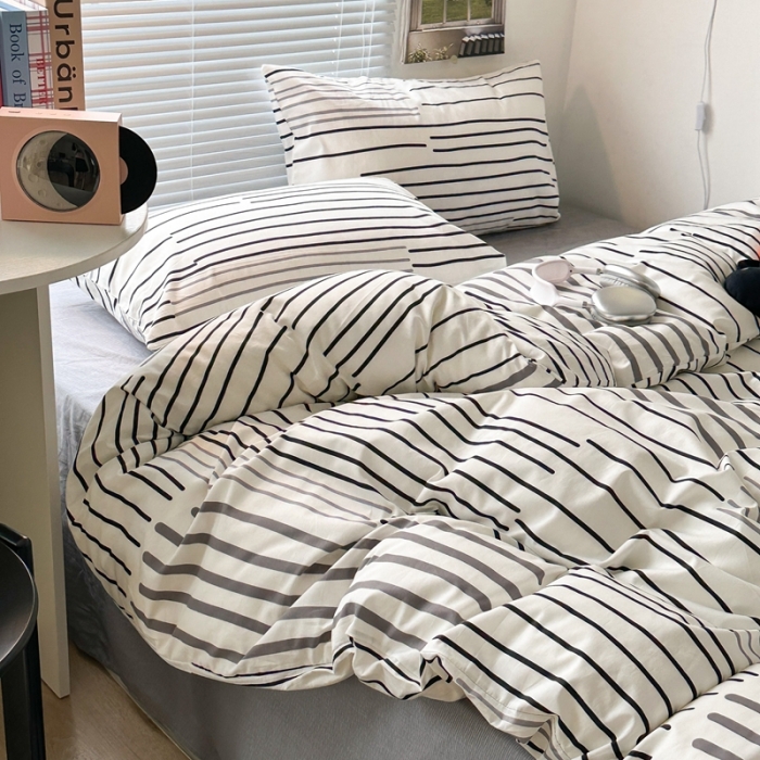 91家纺网 家纺一手货源 找家纺 昔可家纺 2023新款全棉学生季北欧风四件套 塞纳灰