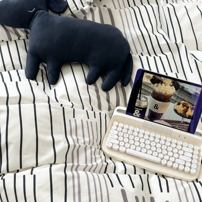 91家纺网 家纺一手货源 找家纺 昔可家纺 2023新款全棉学生季北欧风四件套 塞纳灰