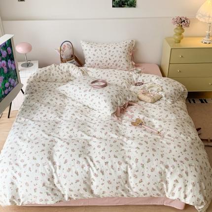 91家纺网 家纺一手货源 找家纺 （总）昔可家纺 2023新款双层纱枕头绑带版四件套